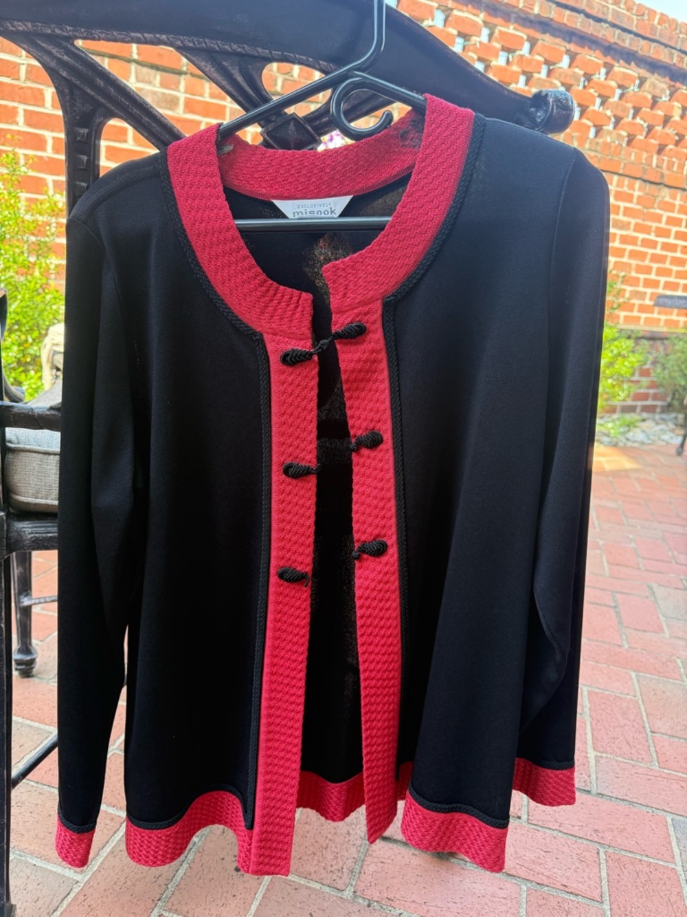 Misook Black Jacket with Red Trim Knit Blazer